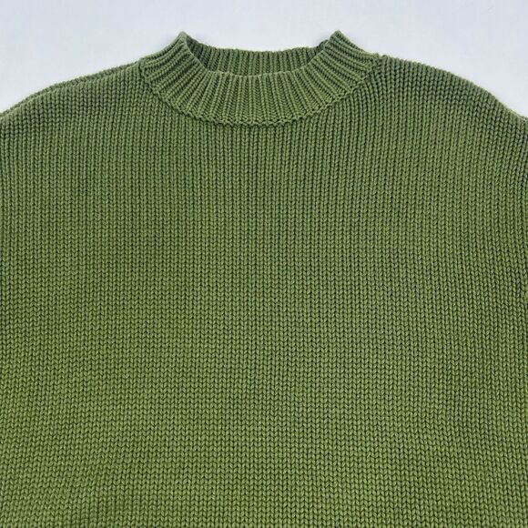 L’Academie Olive Green Mock Neck Wool Blend Chunky Knit Tunic Sweater Women XS - Picture 4 of 10